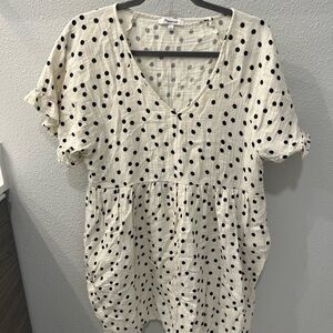Madewell - Black and white polka dot ruffle dress